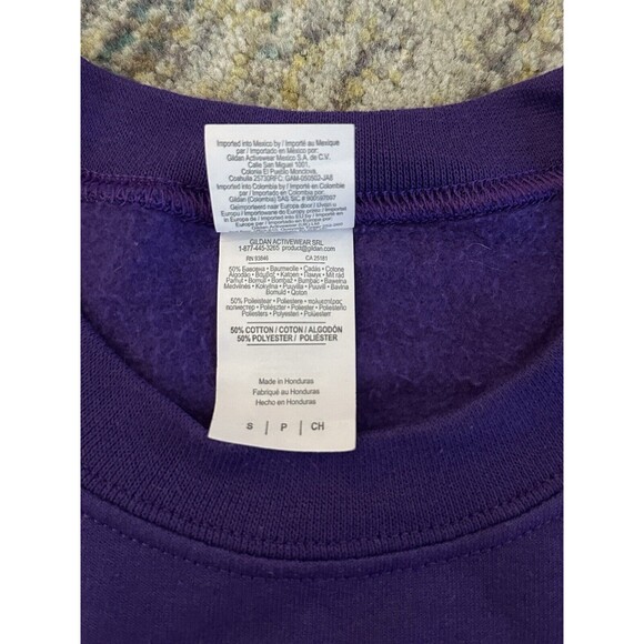 Gildan VTG Crewneck Graphic Sweatshirt Adult Small Purple Neon Lettering DOPE - Picture 7 of 10